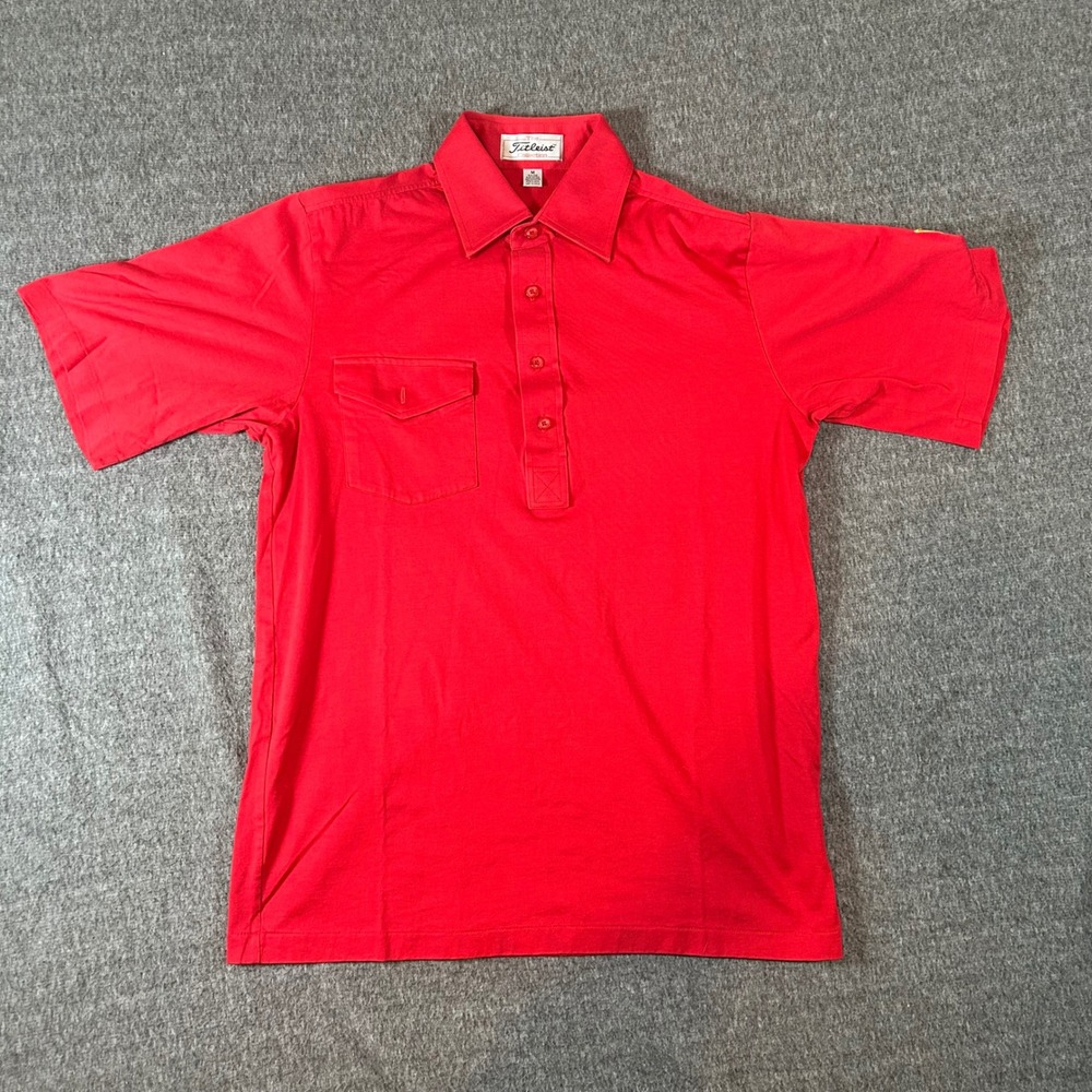 Vintage Titleist Collection Mens Red Golf Shirt Pima Cotton Poly Patch‎ Size M
